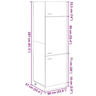 vidaXL Refrigerator Cabinet Sonoma Oak 60x57x207 cm Engineered Wood