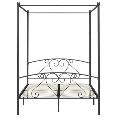 vidaXL Canopy Bed Frame without Mattress Grey Metal 140x200 cm