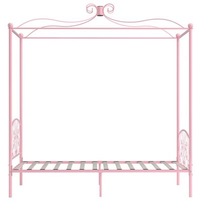 vidaXL Canopy Bed Frame without Mattress Pink Metal 100x200 cm