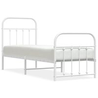 vidaXL Metal Bed Frame without Mattress with Footboard White 75x190 cm Small Single