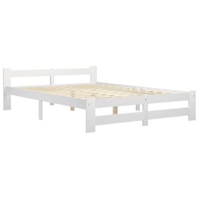 vidaXL Bed Frame without Mattress White Solid Pine Wood 120x200 cm