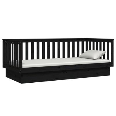 vidaXL Day Bed without Mattress Black 100x200 cm Solid Wood Pine