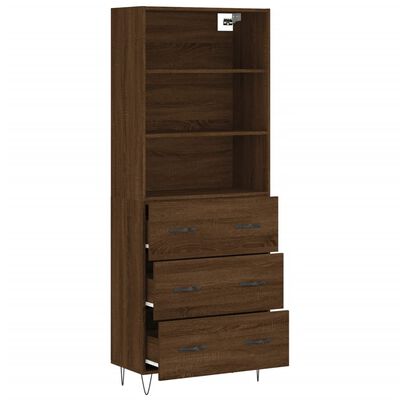 vidaXL Highboard Brown Oak 69.5x34x180 cm Engineered Wood