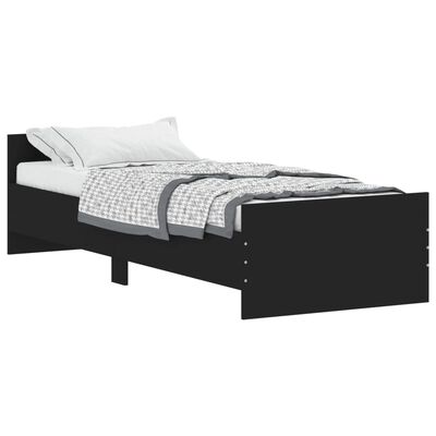 vidaXL Bed Frame without Mattress Black 75x190 cm Small Single Engineered Wood