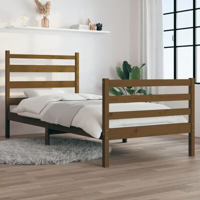 vidaXL Bed Frame without Mattress Solid Wood Pine 90x200 cm Honey Brown