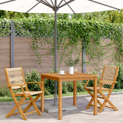 vidaXL Garden Chairs 2 pcs Beige Solid Wood Acacia and Polypropylene