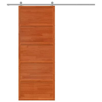 vidaXL Barn Door Wax Brown 80x208 cm Solid Wood Pine