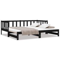 vidaXL Day Bed with Trundle without Mattress Black 90x190 cm Single Solid Wood