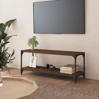 vidaXL TV Cabinet Brown Oak 100x33x41 cm Engineered Wood and Steel