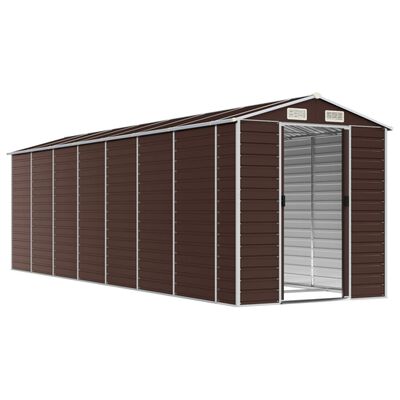 vidaXL Garden Shed Brown 191x640x198 cm Galvanised Steel