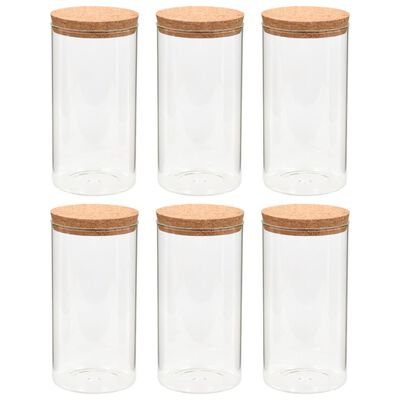 vidaXL Storage Glass Jars with Cork Lid 6 pcs 1100 ml