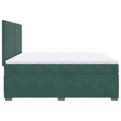 vidaXL Box Spring Bed with Mattress Dark Green 200x200 cm Velvet