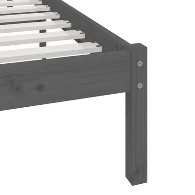 vidaXL Bed Frame without Mattress Grey Solid Wood Pine 90x200 cm