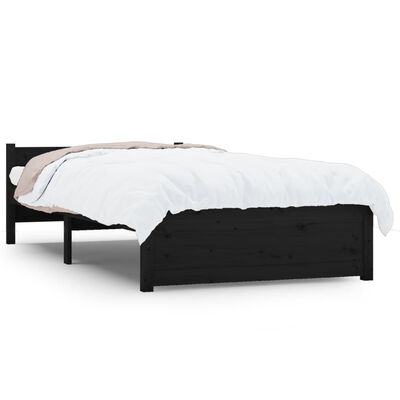 vidaXL Bed Frame without Mattress Black Solid Wood 75x190 cm Small Single