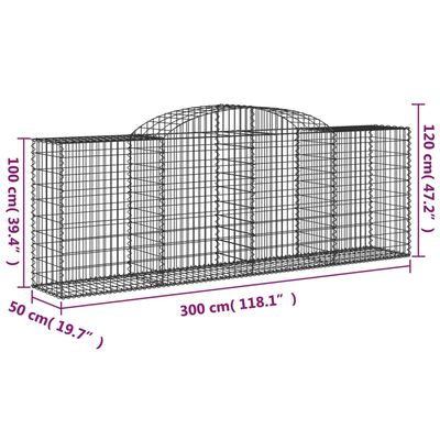 vidaXL Arched Gabion Baskets 13 pcs 300x50x100/120 cm Galvanised Iron