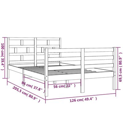 vidaXL Bed Frame without Mattress Black Solid Wood 120x200 cm (810429+814188)