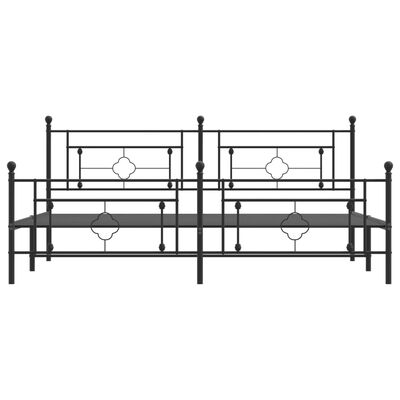 vidaXL Metal Bed Frame without Mattress with Footboard Black 200x200 cm