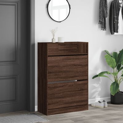 vidaXL Shoe Cabinet with 2 Flip-Drawers Brown Oak 80x34x116 cm