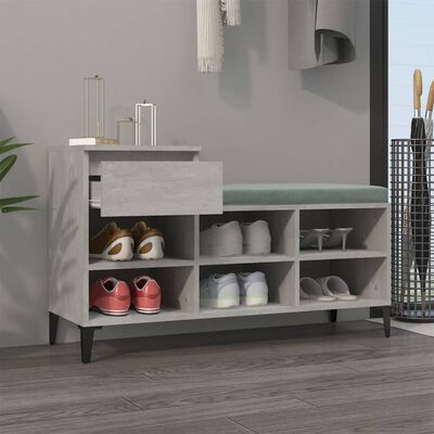 vidaXL Shoe Cabinet Concrete Grey 102x36x60 cm Engineered Wood