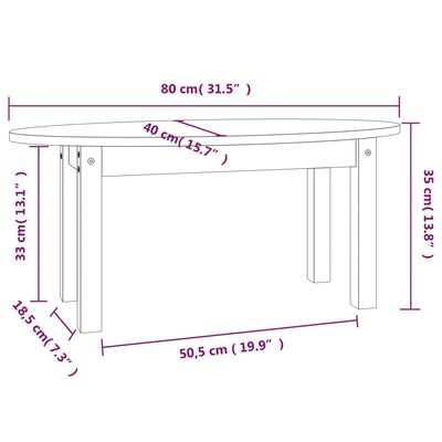 vidaXL Coffee Table White 80x40x35 cm Solid Wood Pine