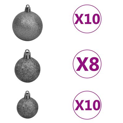 vidaXL Artificial Pre-lit Christmas Tree with Ball Set Black 240 cm PVC