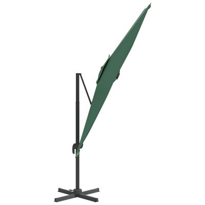 vidaXL LED Cantilever Garden Parasol Green 400x300 cm