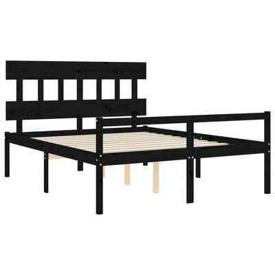 vidaXL Senior Bed without Mattress Black King Size Solid Wood