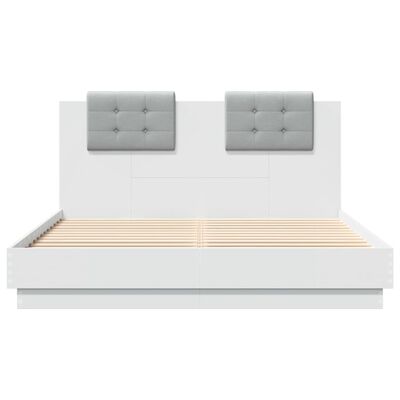 vidaXL Bed Frame with LED without Mattress White 150x200 cm King Size