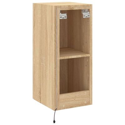 vidaXL TV Wall Cabinet with LED Lights Sonoma Oak 30.5x35x70 cm