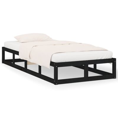 vidaXL Bed Frame without Mattress Black 90x200 cm Solid Wood