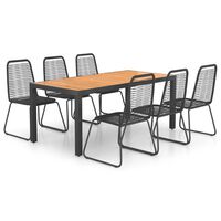 vidaXL 7 Piece Garden Dining Set PVC Rattan Black and Brown