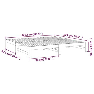 vidaXL Pull-out Day Bed without Mattress Grey 2x(90x200) cm