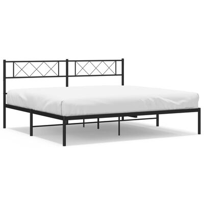 vidaXL Metal Bed Frame without Mattress with Headboard Black 193x203 cm