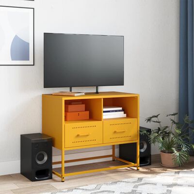 vidaXL TV Cabinet Mustard Yellow 68x39x60.5 cm Steel