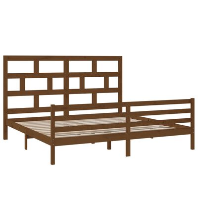 vidaXL Bed Frame without Mattress Honey Brown Solid Wood 200x200 cm (810453+814217)