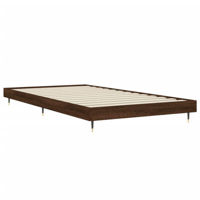 vidaXL Bed Frame without Mattress Brown Oak 90x190 cm Single Engineered Wood