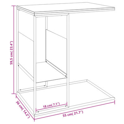 vidaXL Side Table Black 55x36x59.5 cm Engineered Wood