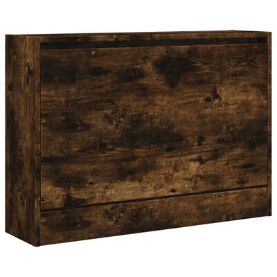 vidaXL Shoe Cabinet Smoked Oak 80x21x57 cm Engineered Wood