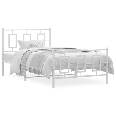 vidaXL Metal Bed Frame without Mattress with Footboard White 100x200 cm