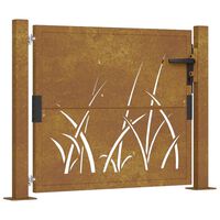 vidaXL Garden Gate 105x105 cm Corten Steel Grass Design