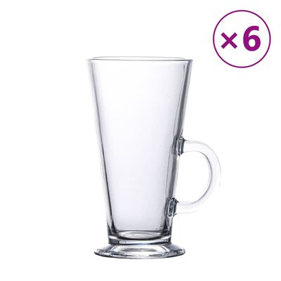 vidaXL Latte Glasses with Handle 6 pcs 250 ml