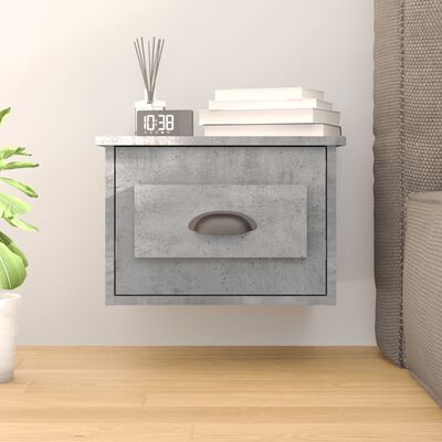 vidaXL Wall-mounted Bedside Cabinet Concrete Grey 41.5x36x28cm