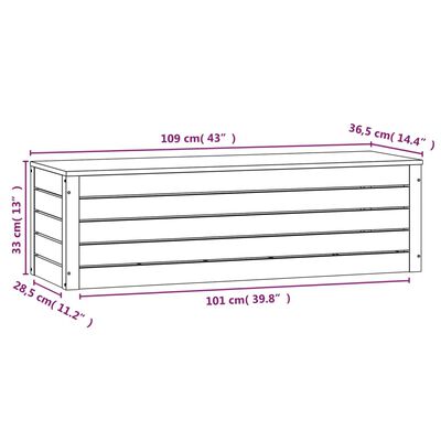 vidaXL Storage Box 109x36.5x33 cm Solid Wood Pine