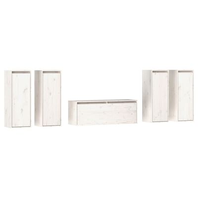 vidaXL TV Cabinets 5 pcs White Solid Wood Pine