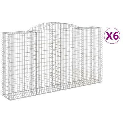 vidaXL Arched Gabion Baskets 6 pcs 300x50x160/180 cm Galvanised Iron