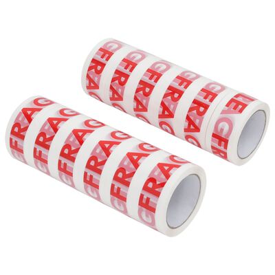 vidaXL Packaging Tape 12 pcs FRAGILE Printed White 48 mm x 66 m