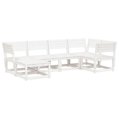 vidaXL 6 Piece Garden Sofa Set White Solid Wood Pine