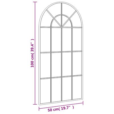 vidaXL Wall Mirror Black 50x100 cm Arch Iron