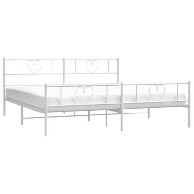 vidaXL Metal Bed Frame without Mattress with Footboard White 193x203 cm