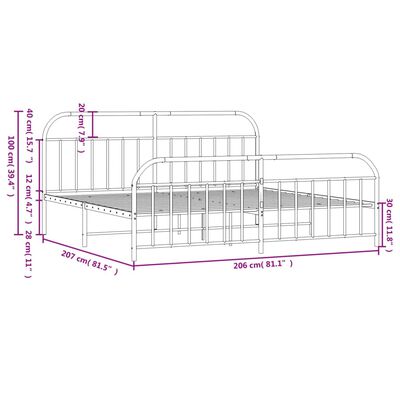 vidaXL Metal Bed Frame without Mattress with Footboard White 200x200 cm